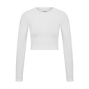 ANNA • Kadın Uzun Kollu Crop Top — Kırık Beyaz