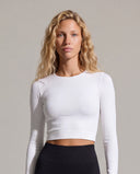 ANNA • Kadın Uzun Kollu Crop Top — Kırık Beyaz