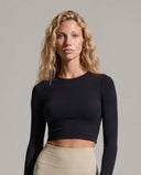 ANNA • Kadın Uzun Kollu Crop Top — Siyah