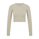 ANNA • Kadın Uzun Kollu Crop Top — Taş