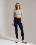 ANNA • Kadın Uzun Kollu Crop Top — Taş