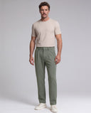 LARRY • Erkek Pileli Keten Karışımlı Pantolon — Mineral Yeşili