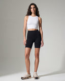 SUE • Kadın Yüksek Yaka Crop Top — Kırık Beyaz