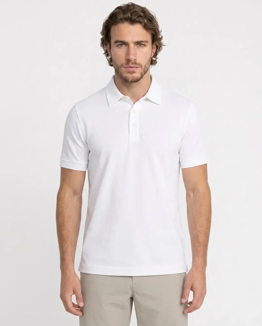 Ürün görseli: LEO • Erkek Polo Yaka T-Shirt - Kırık Beyaz