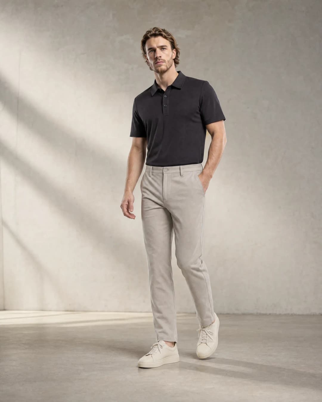 MATT Men Pants Chino Semi-Elastic Waist Relaxed Fit