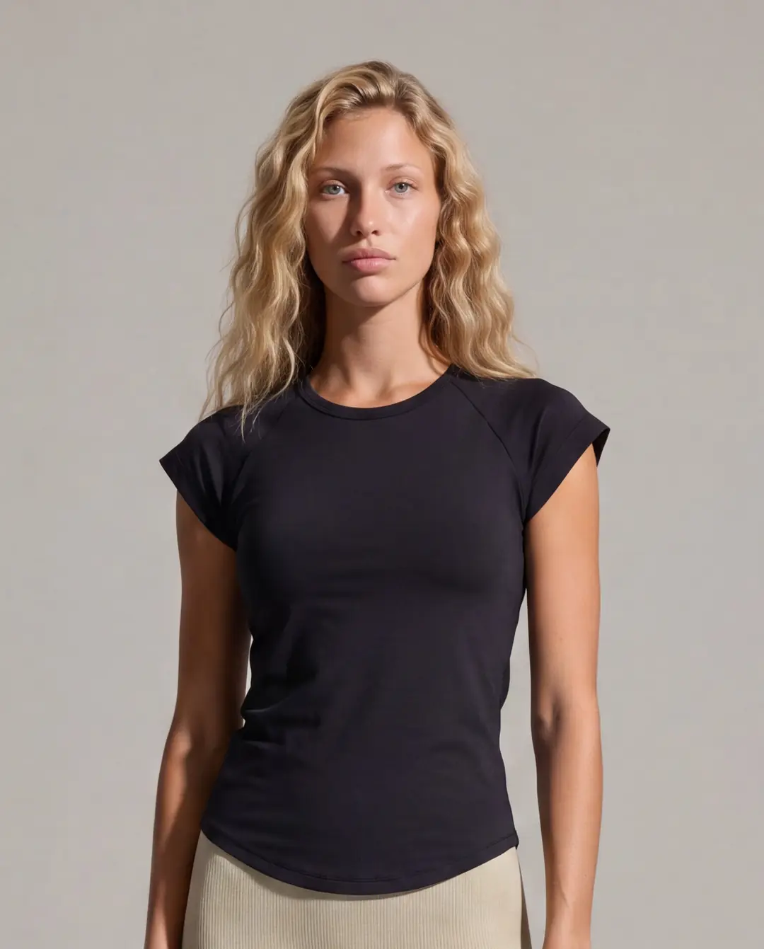 Ürün görseli: BELLA • Kadın Bisiklet Yaka T-Shirt - Siyah