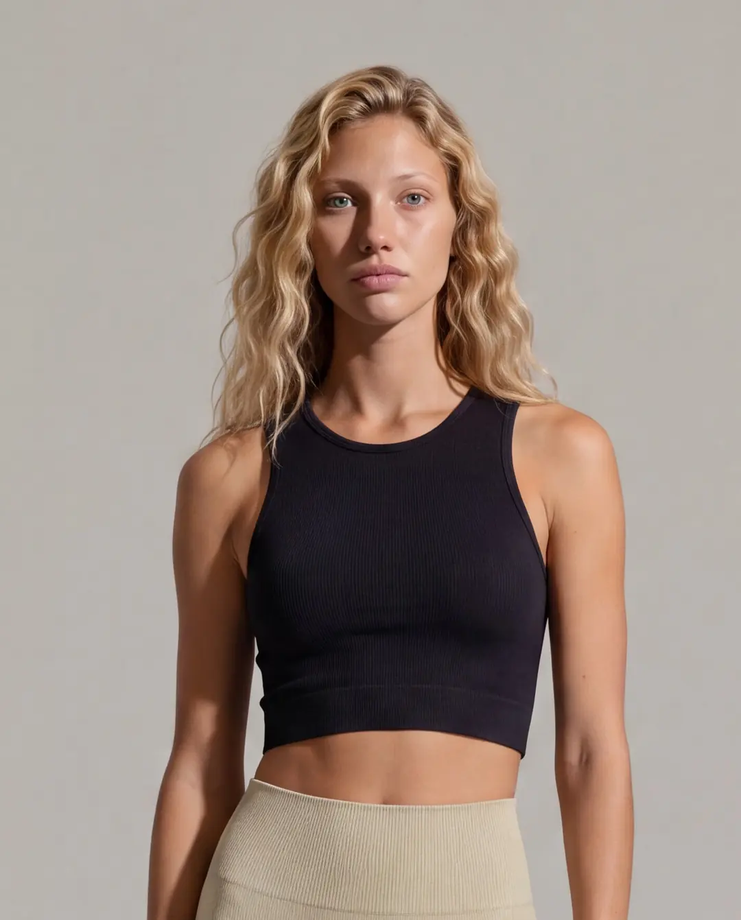 Ürün görseli: SUE • Kadın Yüksek Yaka Crop Top - Siyah