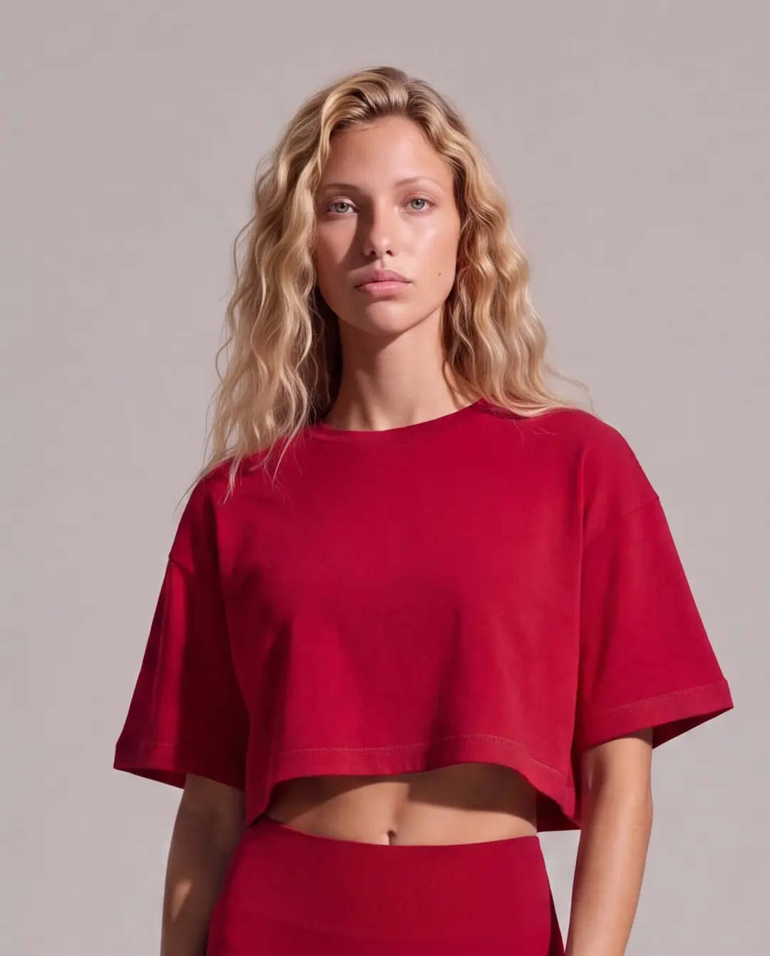 Ürün görseli: DORA • Kadın Rahat Kesim Crop Top - Bordo