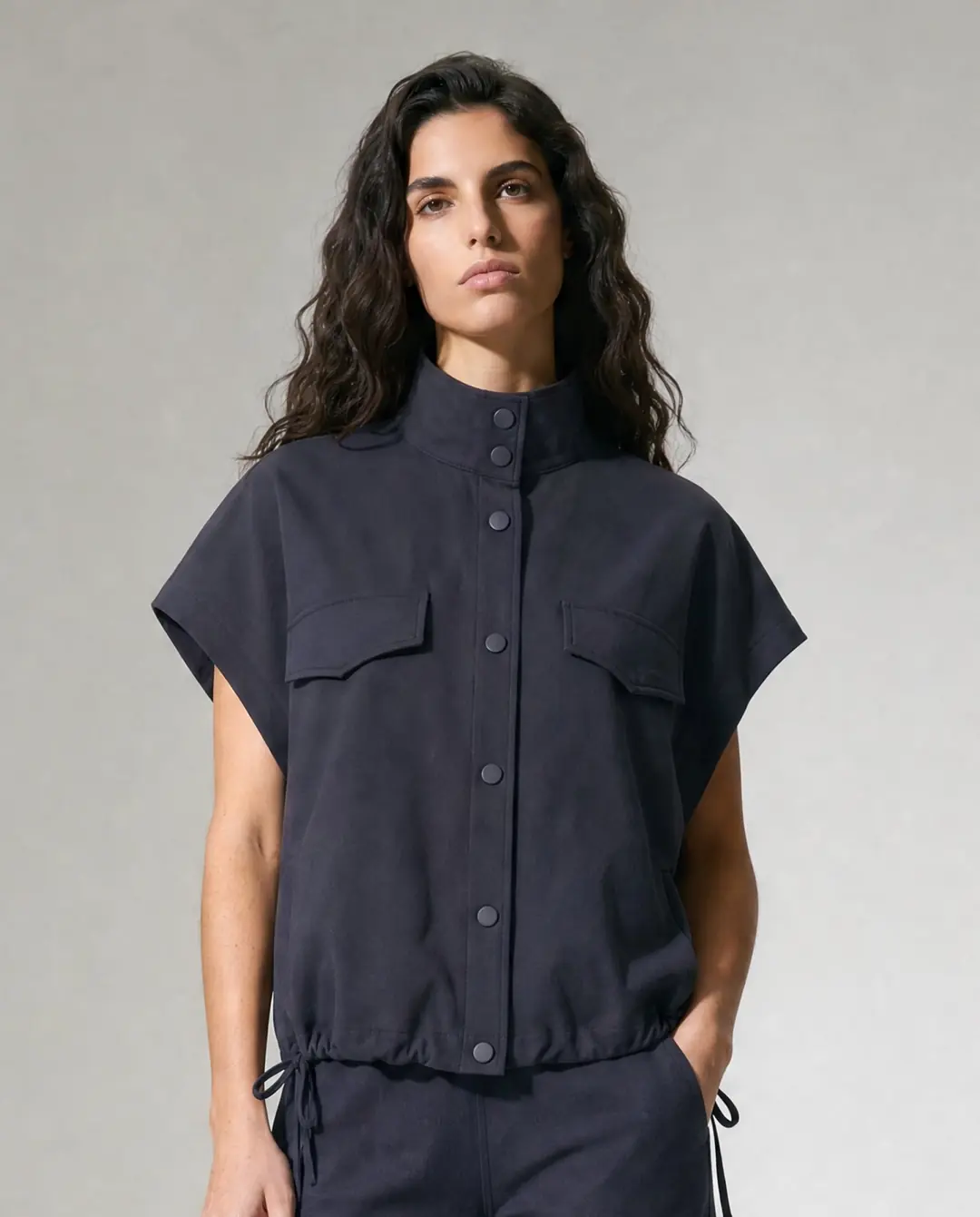 Ürün görseli: IVY • Kadın Oversize Gömlek Yelek - Lacivert