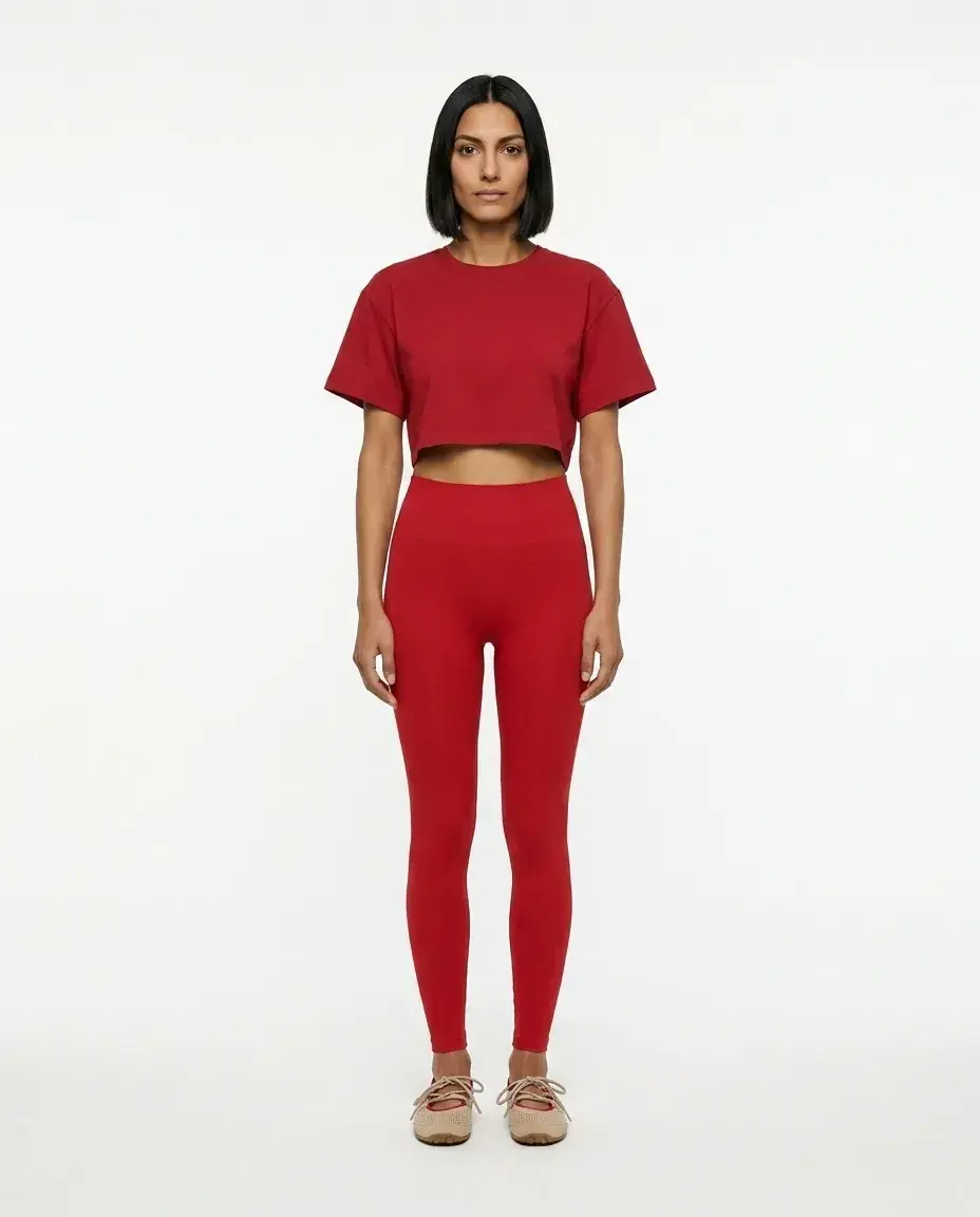 Ürün görseli: DORA Crop Top Rahat Kesim - Bordo